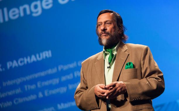 Rajendra Pachauri, chair of the Intergovernmental Panel on Climate Change (IPCC), presents a talk on minizing risk using an "investment strategy" to approach global warming  photo by Kris Krüg for PopTech