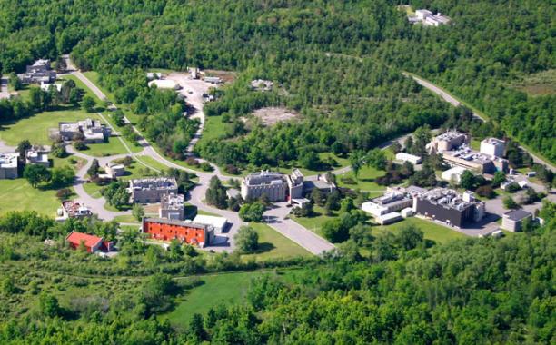 Aerial view shot of the Bells Corners Complex which houses CanmetENERGY-Ottawa, CanmetMINING and CanmetCERL/Natural Resouces Canada